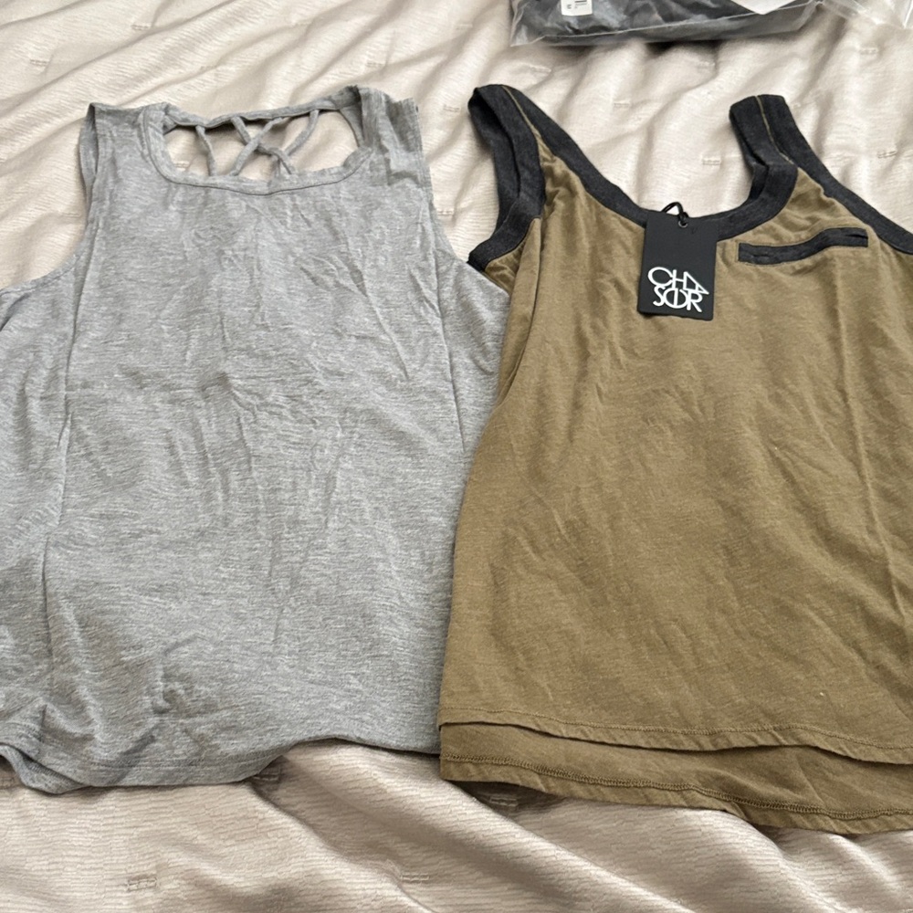Olive Green chaser Tank with Black Trim & Grey Crisscross Back Tank